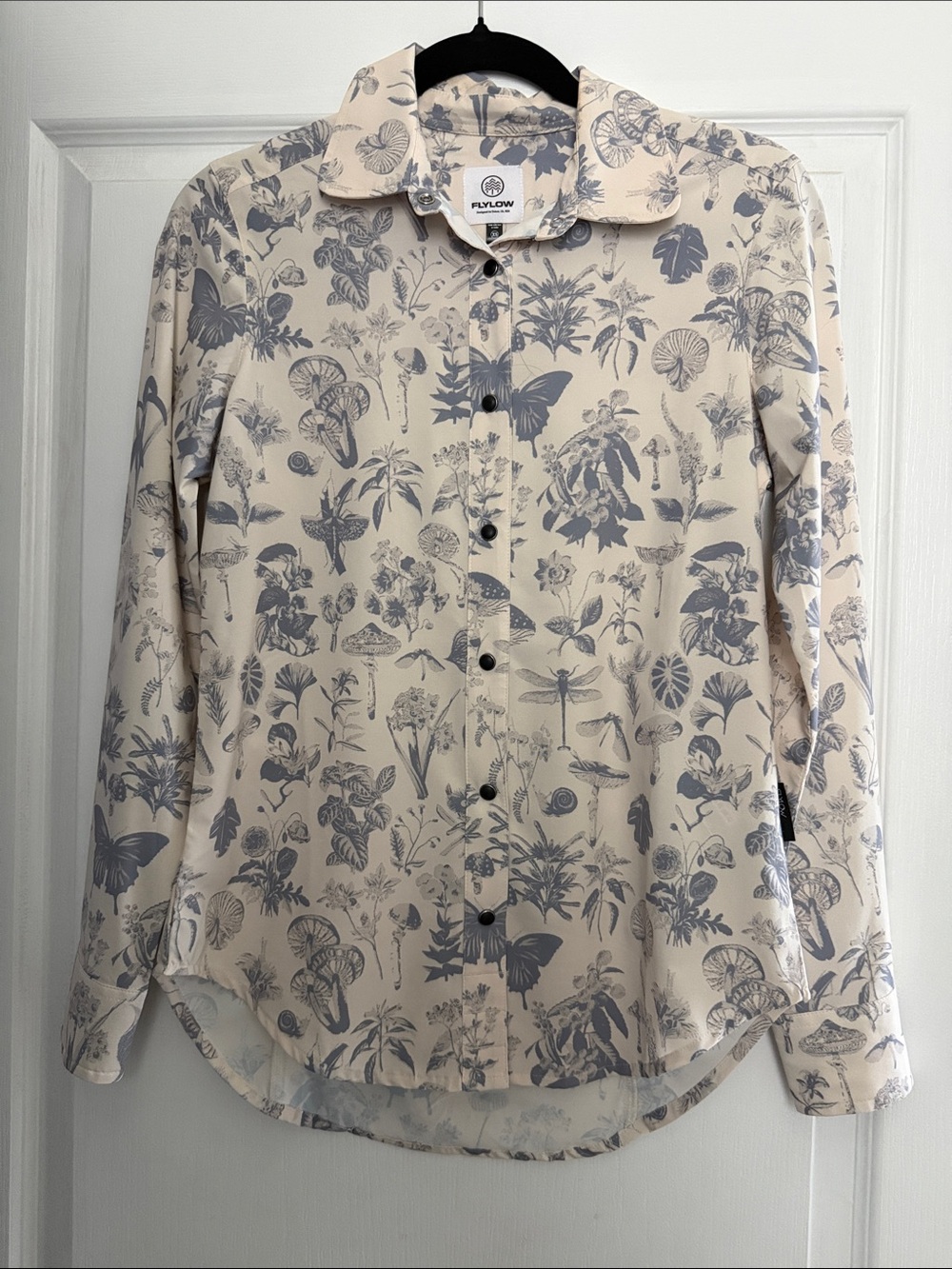 Flylow Cream Botanical Print Button-Down Shirt
